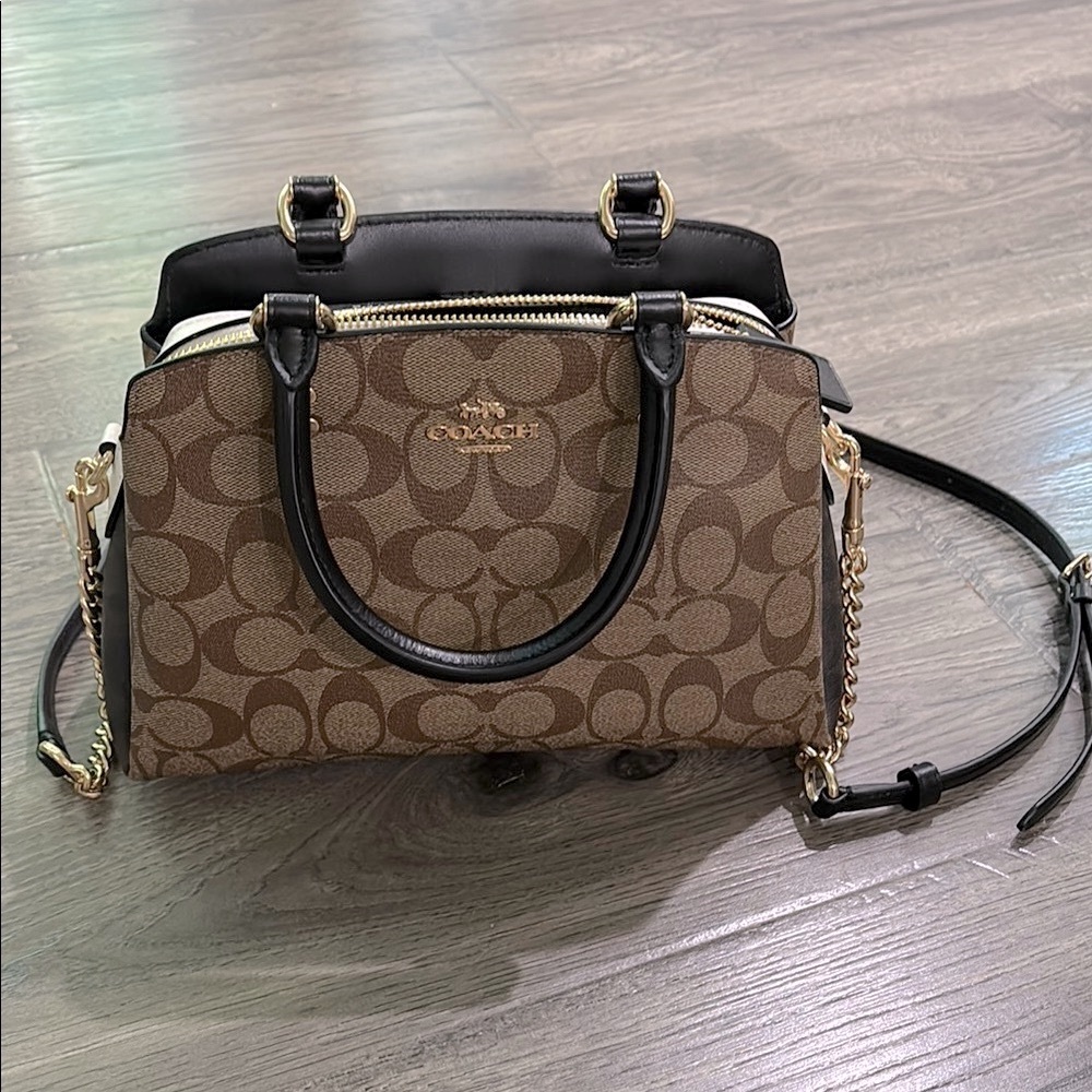 Coach Brown Satchel with Signature Monogram